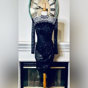 Glamorous Black Sequin Long Sleeve Dress